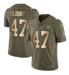 Men's Nike Pittsburgh Steelers #47 Mel Blount Limited Olive/Gold 2017 Salute to Service NFL Jersey