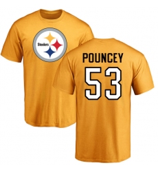 NFL Nike Pittsburgh Steelers #53 Maurkice Pouncey Gold Name & Number Logo T-Shirt