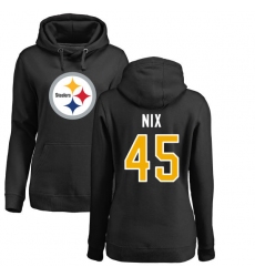 NFL Women's Nike Pittsburgh Steelers #45 Roosevelt Nix Black Name & Number Logo Pullover Hoodie