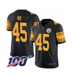 Youth Pittsburgh Steelers #45 Roosevelt Nix Limited Black Rush Vapor Untouchable 100th Season Football Jersey