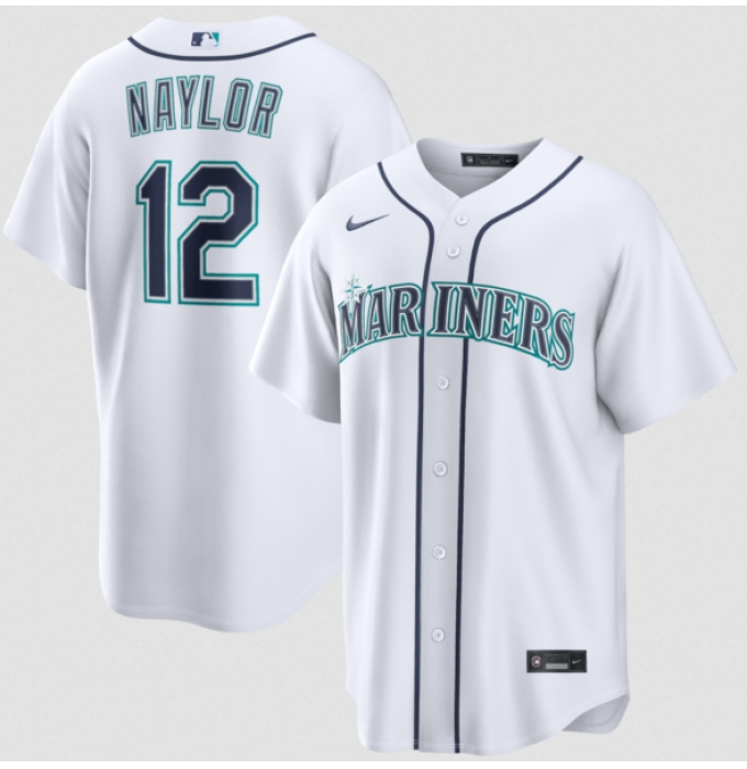 Men's Seattle Mariners #12 Josh Naylor White Cool Base Limited Stitched jersey