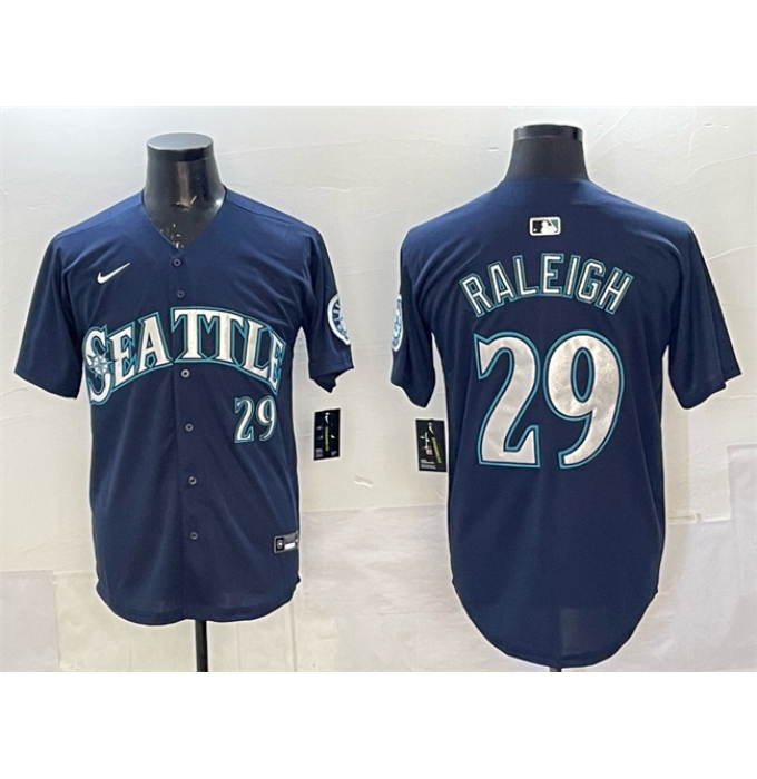 Men's Seattle Mariners #29 Cal Raleigh Navy Limited Stitched jersey
