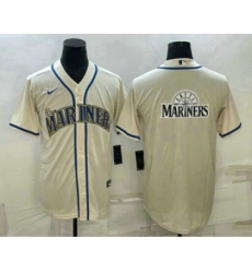 Men's Seattle Mariners Big Logo Cream Stitched MLB Cool Base Nike Jersey