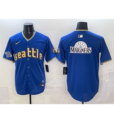 Men's Seattle Mariners Team Big Logo Royal With 2025 AL West Division Champions City Connect Limited Stitched Baseball Jersey