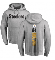 NFL Nike Pittsburgh Steelers #84 Antonio Brown Ash Backer Pullover Hoodie