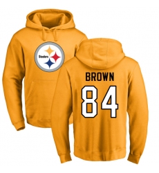 NFL Nike Pittsburgh Steelers #84 Antonio Brown Gold Name & Number Logo Pullover Hoodie