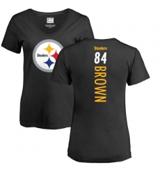 NFL Women's Nike Pittsburgh Steelers #84 Antonio Brown Black Backer Slim Fit T-Shirt