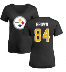 NFL Women's Nike Pittsburgh Steelers #84 Antonio Brown Black Name & Number Logo Slim Fit T-Shirt