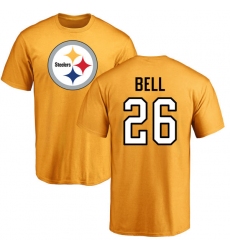 NFL Nike Pittsburgh Steelers #26 Le'Veon Bell Gold Name & Number Logo T-Shirt