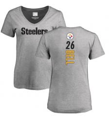 NFL Women's Nike Pittsburgh Steelers #26 Le'Veon Bell Ash Backer V-Neck T-Shirt