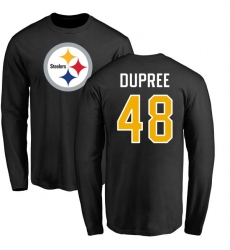 NFL Nike Pittsburgh Steelers #48 Bud Dupree Black Name & Number Logo Long Sleeve T-Shirt