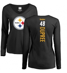 NFL Women's Nike Pittsburgh Steelers #48 Bud Dupree Black Backer Slim Fit Long Sleeve T-Shirt