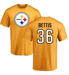 NFL Nike Pittsburgh Steelers #36 Jerome Bettis Gold Name & Number Logo T-Shirt