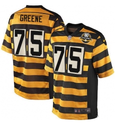Men's Nike Pittsburgh Steelers #75 Joe Greene Game Yellow/Black Alternate 80TH Anniversary Throwback NFL Jersey