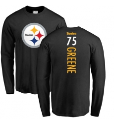 NFL Nike Pittsburgh Steelers #75 Joe Greene Black Backer Long Sleeve T-Shirt