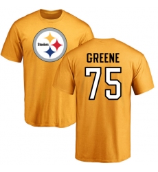 NFL Nike Pittsburgh Steelers #75 Joe Greene Gold Name & Number Logo T-Shirt