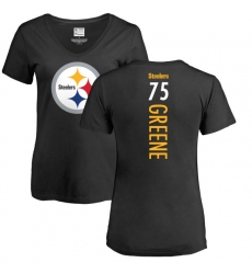 NFL Women's Nike Pittsburgh Steelers #75 Joe Greene Black Backer Slim Fit T-Shirt