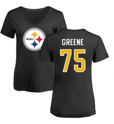 NFL Women's Nike Pittsburgh Steelers #75 Joe Greene Black Name & Number Logo Slim Fit T-Shirt