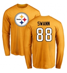NFL Nike Pittsburgh Steelers #88 Lynn Swann Gold Name & Number Logo Long Sleeve T-Shirt