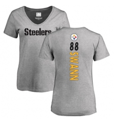 NFL Women's Nike Pittsburgh Steelers #88 Lynn Swann Ash Backer V-Neck T-Shirt