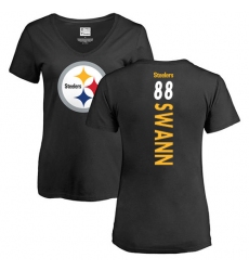NFL Women's Nike Pittsburgh Steelers #88 Lynn Swann Black Backer Slim Fit T-Shirt