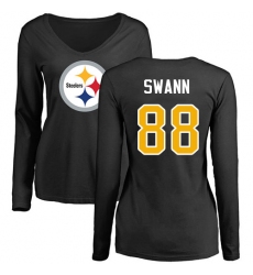 NFL Women's Nike Pittsburgh Steelers #88 Lynn Swann Black Name & Number Logo Slim Fit Long Sleeve T-Shirt
