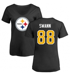 NFL Women's Nike Pittsburgh Steelers #88 Lynn Swann Black Name & Number Logo Slim Fit T-Shirt