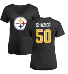 NFL Women's Nike Pittsburgh Steelers #50 Ryan Shazier Black Name & Number Logo Slim Fit T-Shirt