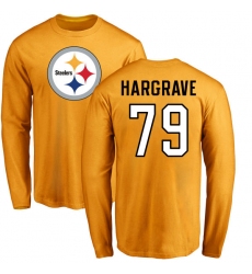 NFL Nike Pittsburgh Steelers #79 Javon Hargrave Gold Name & Number Logo Long Sleeve T-Shirt