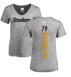 NFL Women's Nike Pittsburgh Steelers #79 Javon Hargrave Ash Backer V-Neck T-Shirt