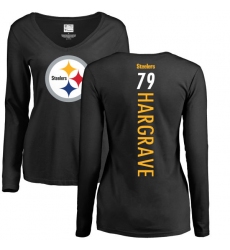 NFL Women's Nike Pittsburgh Steelers #79 Javon Hargrave Black Backer Slim Fit Long Sleeve T-Shirt