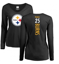 NFL Women's Nike Pittsburgh Steelers #25 Artie Burns Black Backer Slim Fit Long Sleeve T-Shirt