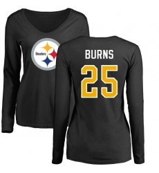 NFL Women's Nike Pittsburgh Steelers #25 Artie Burns Black Name & Number Logo Slim Fit Long Sleeve T-Shirt