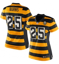 Women's Nike Pittsburgh Steelers #25 Artie Burns Game Yellow/Black Alternate 80TH Anniversary Throwback NFL Jersey