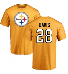 NFL Nike Pittsburgh Steelers #28 Sean Davis Gold Name & Number Logo T-Shirt