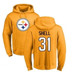 NFL Nike Pittsburgh Steelers #31 Donnie Shell Gold Name & Number Logo Pullover Hoodie