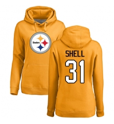 NFL Women's Nike Pittsburgh Steelers #31 Donnie Shell Gold Name & Number Logo Pullover Hoodie