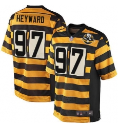 Men's Nike Pittsburgh Steelers #97 Cameron Heyward Elite Yellow/Black Alternate 80TH Anniversary Throwback NFL Jersey