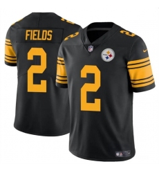Men's Pittsburgh Steelers #2 Justin Fields Black Color Rush Vapor Limited Football Stitched Jersey Men's Pittsburgh Steelers #2 Justin Fields Black Color Rush Vapor Limited Football Stitched Jersey