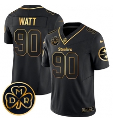 Men's Pittsburgh Steelers #90 T.J. Watt Black Gold F.U.S.E. DMR Vapor Limited Football Stitched Jersey