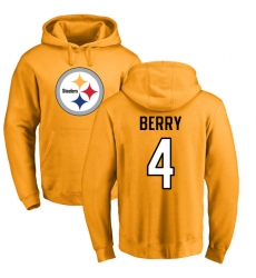 NFL Nike Pittsburgh Steelers #4 Jordan Berry Gold Name & Number Logo Pullover Hoodie