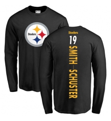 NFL Nike Pittsburgh Steelers #19 JuJu Smith-Schuster Black Backer Long Sleeve T-Shirt