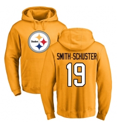 NFL Nike Pittsburgh Steelers #19 JuJu Smith-Schuster Gold Name & Number Logo Pullover Hoodie