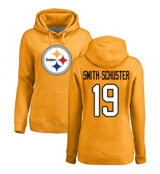 NFL Women's Nike Pittsburgh Steelers #19 JuJu Smith-Schuster Gold Name & Number Logo Pullover Hoodie