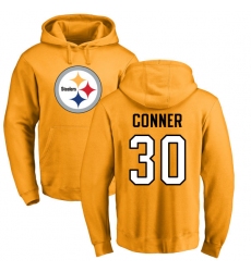 NFL Nike Pittsburgh Steelers #30 James Conner Gold Name & Number Logo Pullover Hoodie