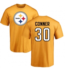 NFL Nike Pittsburgh Steelers #30 James Conner Gold Name & Number Logo T-Shirt