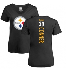 NFL Women's Nike Pittsburgh Steelers #30 James Conner Black Backer Slim Fit T-Shirt