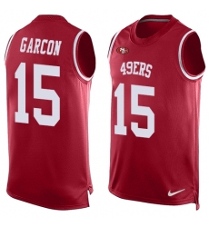 Men's Nike San Francisco 49ers #15 Pierre Garcon Limited Red Player Name & Number Tank Top NFL Jersey
