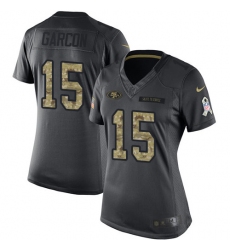 Women's Nike San Francisco 49ers #15 Pierre Garcon Limited Black 2016 Salute to Service NFL Jersey