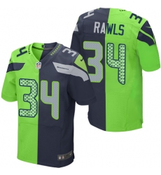 Men's Nike Seattle Seahawks #34 Thomas Rawls Elite Navy/Green Split Fashion NFL Jersey